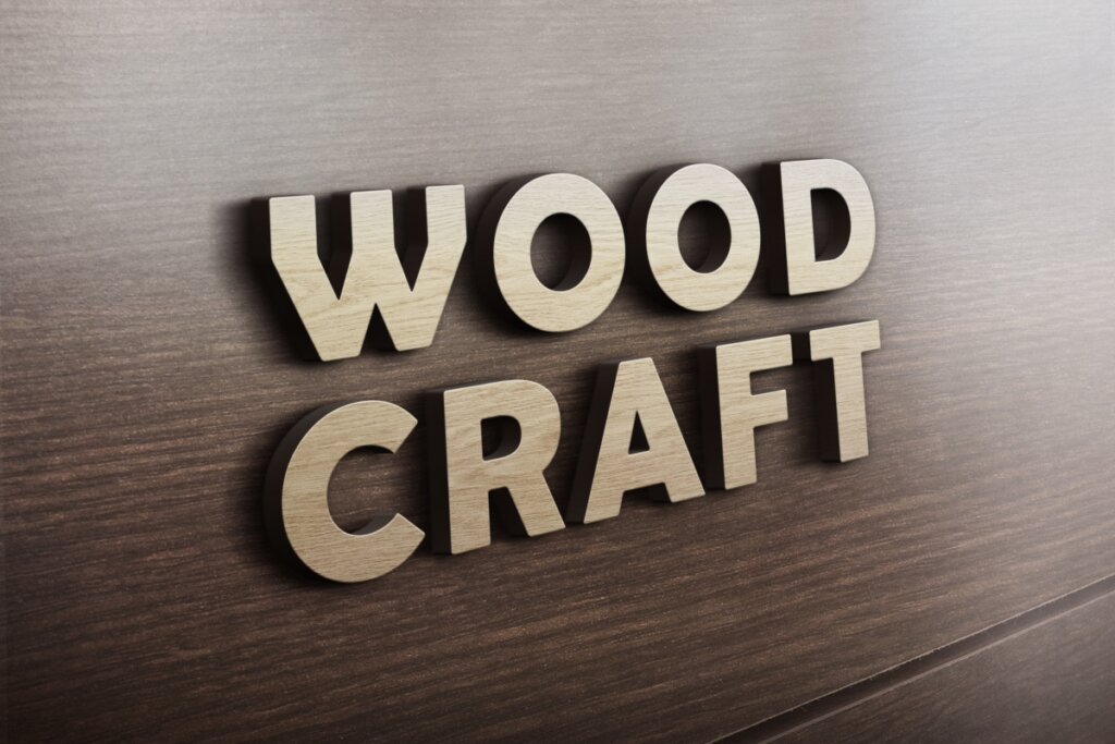 D Wooden Logo Mockp